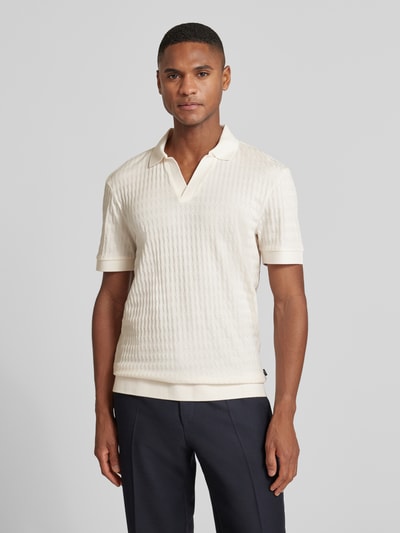 JOOP! COLLECTION Poloshirt mit gerippten Abschlüssen Modell 'Cleison' Offwhite 4