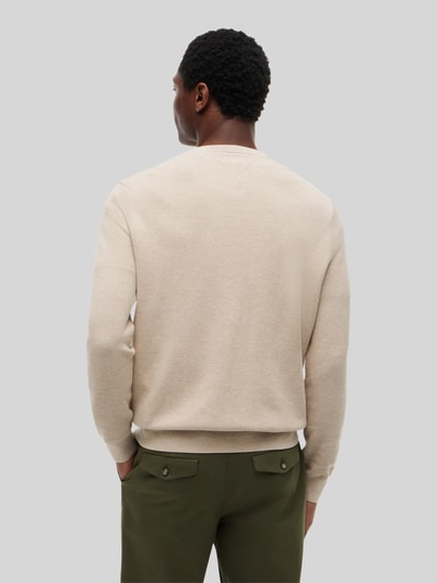 Tommy Hilfiger Sweter z dzianiny o kroju regular fit z czystej bawełny Beżowy melanż 5