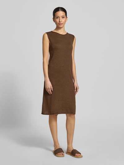 Marc O'Polo Schmales Strickkleid aus Baumwoll-Leinen-Mix Mittelbraun 1