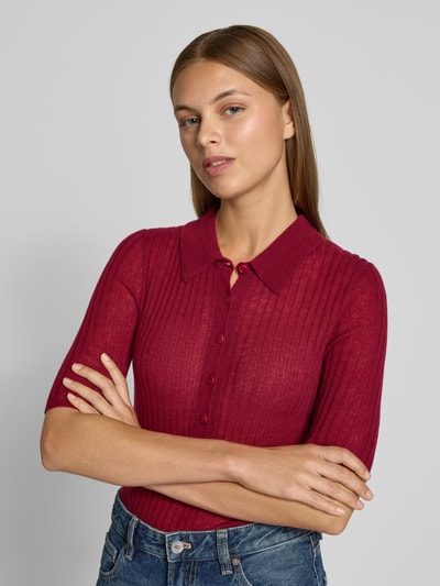 BOSS Orange Koszulka polo o kroju slim fit z mieszanki żywej wełny model ‘C_FUGANO’ Bordowy 3