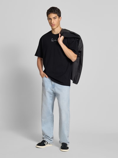 KARL KANI T-shirt met labelstitching en ronde hals Zwart - 1