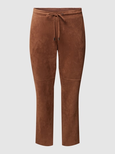 KAFFE Curve PLUS SIZE stretchbroek met deels elastische band, model 'Doris' Hazelnootbruin - 2