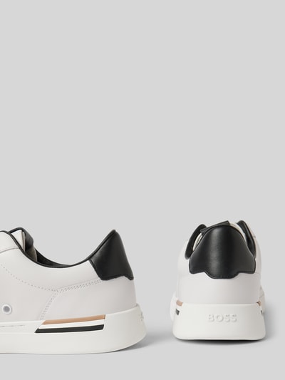 BOSS Ledersneaker mit Label-Print Modell 'Clint' Weiss 2