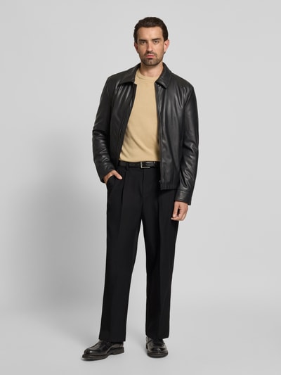 Casual Friday Spodnie materiałowe o kroju regular fit z zakładkami w pasie model ‘Grant’ Antracytowy 1