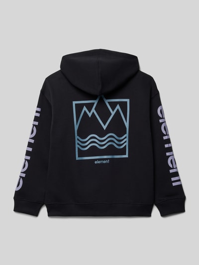 Element Boxy fit hoodie met labelprint, model 'PEAKS' Zwart - 3