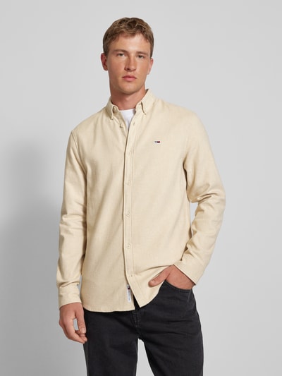 Tommy Jeans Regular Fit Flanellhemd mit Button-Down-Kragen Beige 4