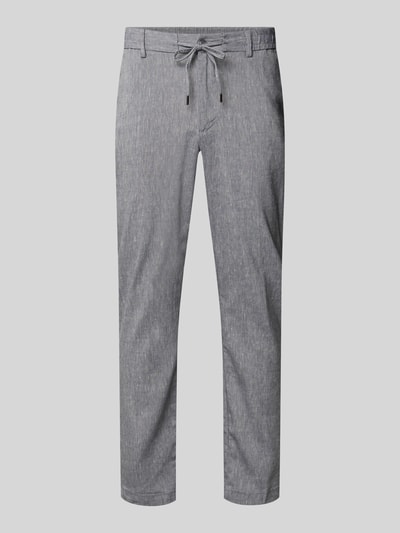 Produktfoto, Modern Fit Straight Leg Hose aus Leinen-Mix Modell 'KANE1' von BOSS, Optik: Unifarben, Regular-Fit, Tunnelzug, seitliche Eingrifftaschen, Paspeltaschen, feine Struktur, grauer Farbton, Material: Leinen-Mix.