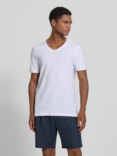 MCNEAL t-shirt z dekoltem w serek i zrolowanym brzegiem Biały 4