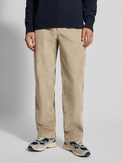 Calvin Klein Jeans Spodnie sztruksowe o kroju straight fit z wpuszczanymi kieszeniami Beżowy 4