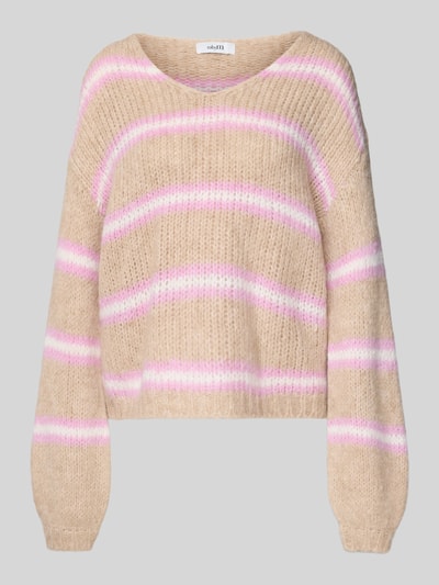 mbyM Sweter z dzianiny z okrągłym dekoltem model ‘Gatilin’ Mocnoróżowy 2