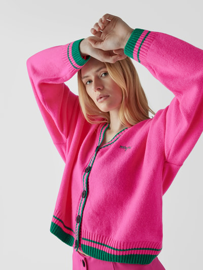 MSGM Strickjacke mit Label-Stitching Fuchsia 3