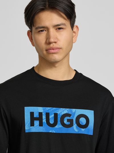 HUGO Blue męski t-shirt o kroju regular fit z czystej bawełny model 'NALIEN' Czarny 3