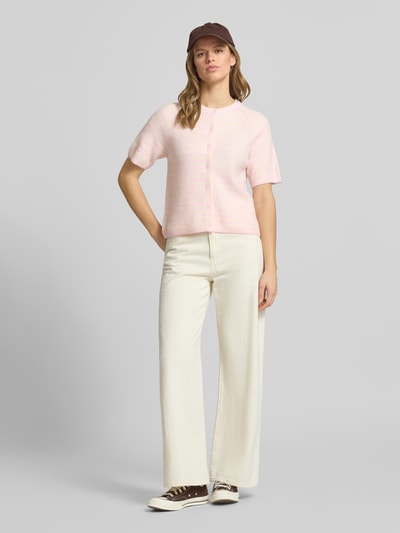 PIECES Regular Fit Strickjacke mit Woll-Anteil Modell 'MALOU' Rosa 1