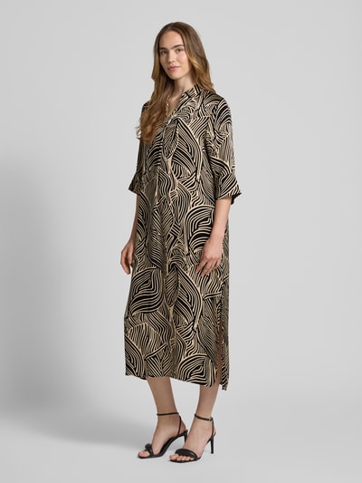 Soyaconcept Relaxed Fit Midikleid aus reiner Viskose Modell 'Signora' Black 1