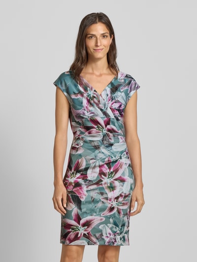 Swing Mini Cocktailkleid mit V-Ausschnitt Oliv 4