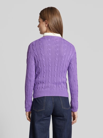 Polo Ralph Lauren Strickpullover mit Logo-Stitching Modell 'JULIANNA' Violett 5