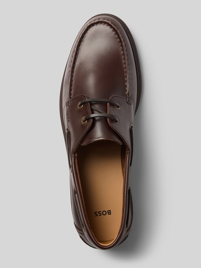 Produktfoto, bruine loafers van rundleer met gladde textuur en subtiele stiksels, Loafer aus echtem Rindsleder Modell 'Sienne_Slon_pllt' van BOSS, Heren