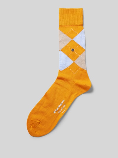 Burlington Socken mit Label-Applikation Modell 'MANCHESTER' Orange 1