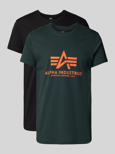 Alpha Industries T-Shirt mit Label-Print im 2er-Pack Black 2