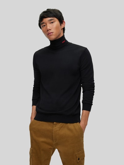HUGO Regular fit coltrui van merinowol, model 'SAN THOMAS' Zwart - 4