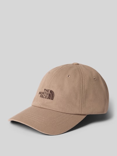 Produktfoto, beige Base Cap aus Baumwoll-Mix Modell 'Norm' von The North Face mit Logo-Stitching und Strapback Verschluss auf hellem Hintergrund.