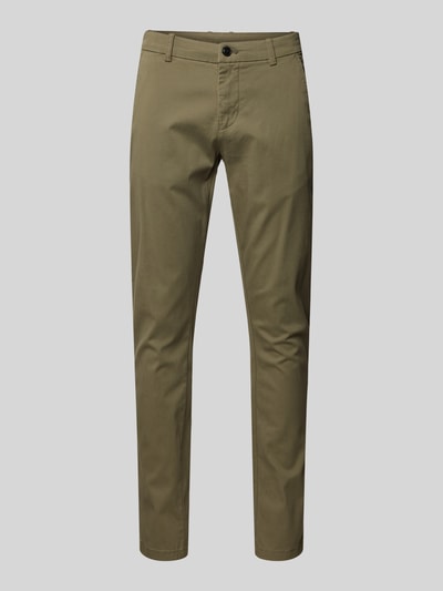 Lindbergh Slim fit chino met achterzakken Olijfgroen - 2