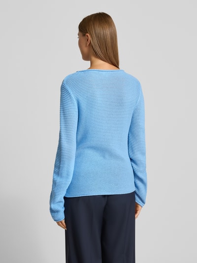 s.Oliver RED LABEL Sweter z dzianiny kroju regular fit z mieszanki bawełny Jasnoniebieski 5