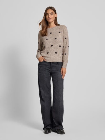 Vero Moda Regular Fit Strickpullover mit Raglanärmeln Modell 'DOFFY' Taupe 1