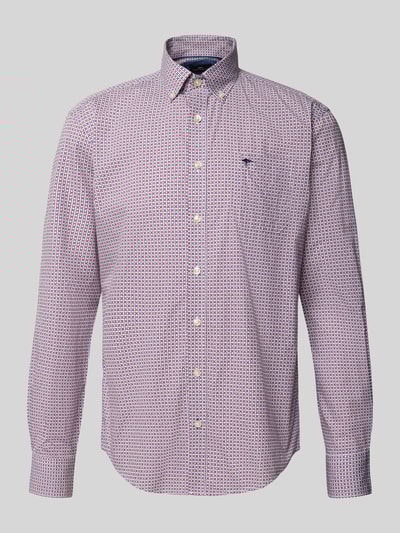 Fynch-Hatton Koszula casualowa o kroju regular fit z wyhaftowanym logo model ‘Poplin’ Koralowy 2