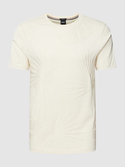 BOSS T-Shirt mit floralem Jacquard-Muster Modell 'Tiburt' Offwhite 2