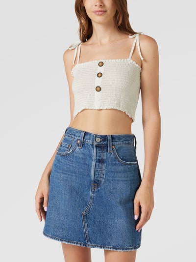 Only Crop Top mit Smok-Details Offwhite 4