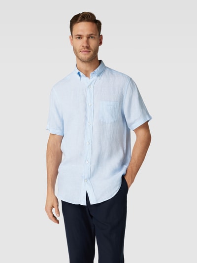 Gant Koszula casualowa o kroju regular fit z lnu z kołnierzykiem typu button down Jasnoniebieski 4