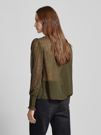 Only Regular fit blouse met haptisch structuurmotief, model 'ELEANOR' Olijfgroen - 5