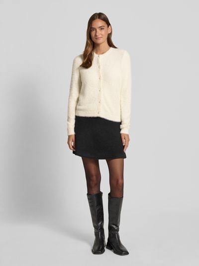 Jake*s Collection Strickjacke aus Effektgarn mit Rundhalsausschnitt Offwhite 1