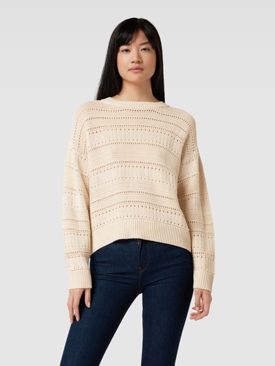 Part Two Gebreide pullover met linnen, model 'Ajour' Beige - 4