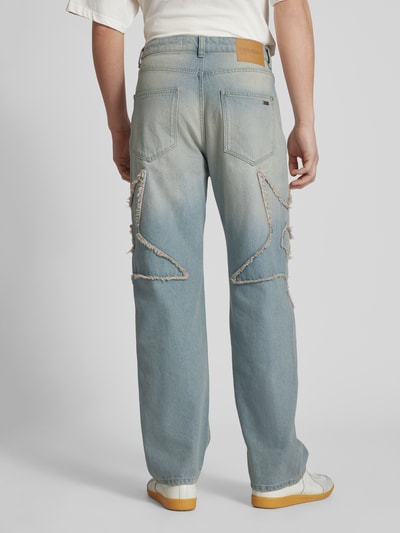 REVIEW Baggy fit jeans met motiefstitching Lichtblauw - 5