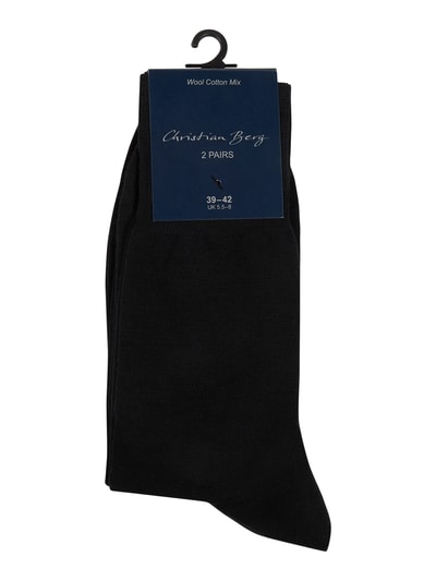 Christian Berg Men Socken aus Wollmischung im 2er-Pack  Black 2