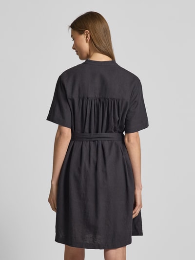 MSCH Copenhagen Knielanges Leinenkleid mit Stehkragen Modell 'Pennie Ginia' Anthrazit 5