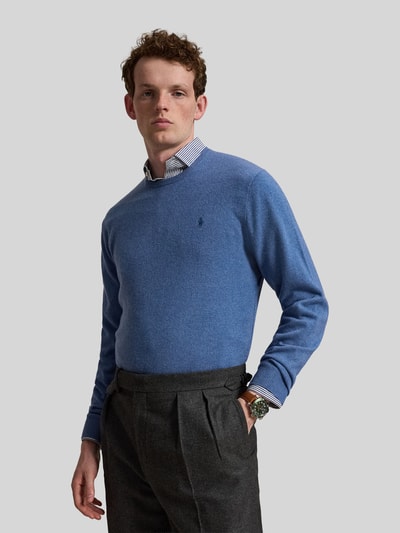 Polo Ralph Lauren Regular Fit Pullover aus reiner Wolle Jeansblau 4
