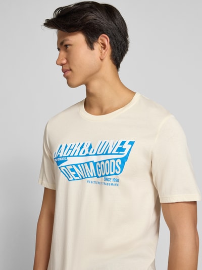 Jack & Jones T-shirt z nadrukiem z logo Złamany biały 3