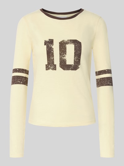 Review Bluzka z długim rękawem z dekoltem okrągłym Pastelowy żółty 2