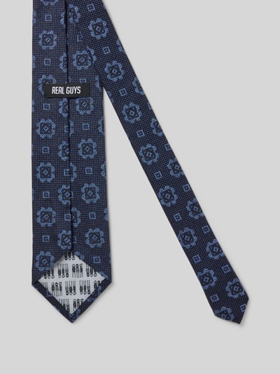 REAL GUYS Krawat z mieszanki wełny z naszywką z logo (8,5 cm) Granatowy 2