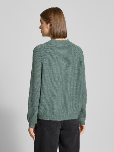 Only Comfort fit gebreide pullover met ronde hals en kraag, model 'JESS' Rietgroen - 5