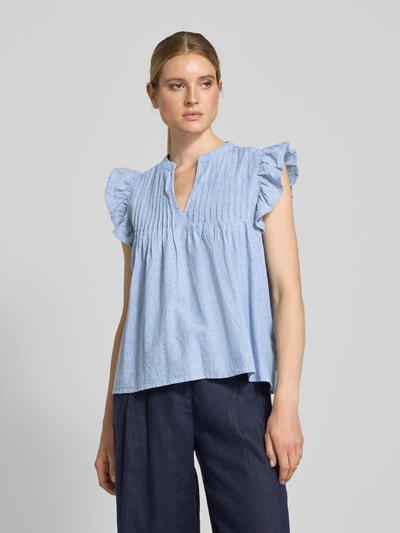 mbyM Top bluzkowy o kroju regular fit z plisami model ‘Gemala’ Jasnoniebieski 4