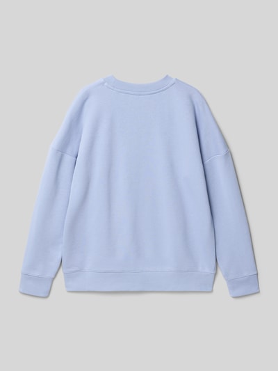 Produktfoto, Regular Fit Sweatshirt aus Baumwoll-Mix von Boss in Hellblau, unifarben, langarm, Label Patch, Crew Neck, Rückansicht.