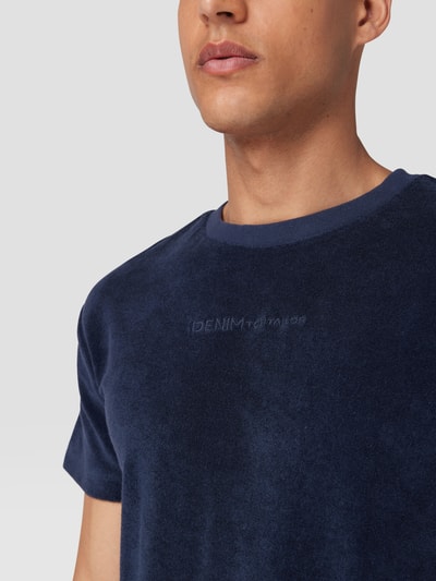 Tom Tailor Denim T-Shirt aus Frottee mit Label-Stitching Dunkelblau 3