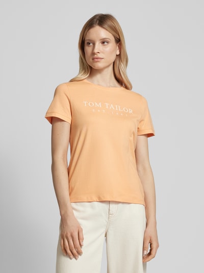 Tom Tailor T-shirt met labelstitching Abrikoos - 4