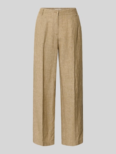 Brax Straight Fit Leinenhose mit elastischem Bund Beige 2