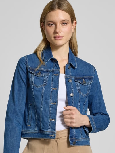 More & More Jeansjack met paspelzakken op de borst Jeansblauw - 3