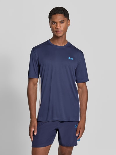 Under Armour Regular fit sport-t-shirt met labelprint Marineblauw - 4